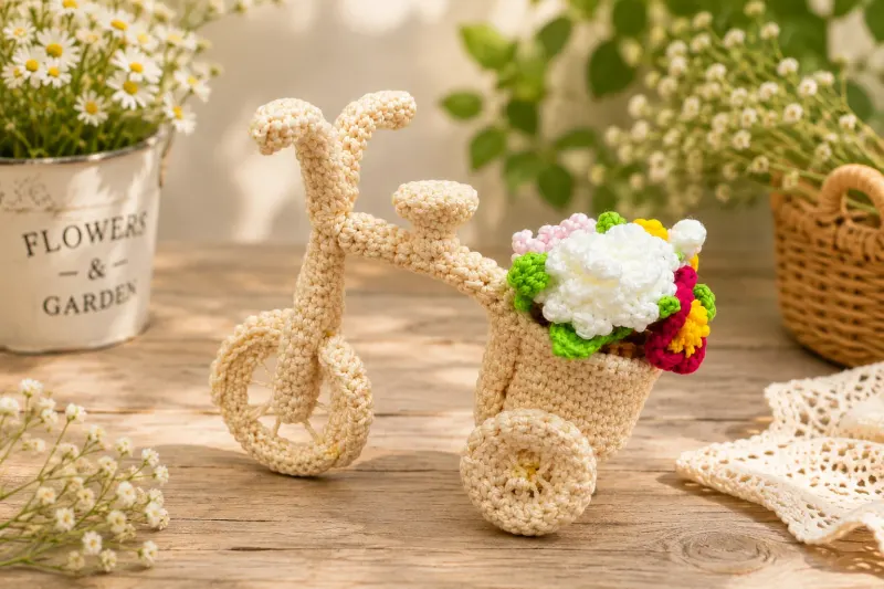 Crochet Tricycle Flowers Decor