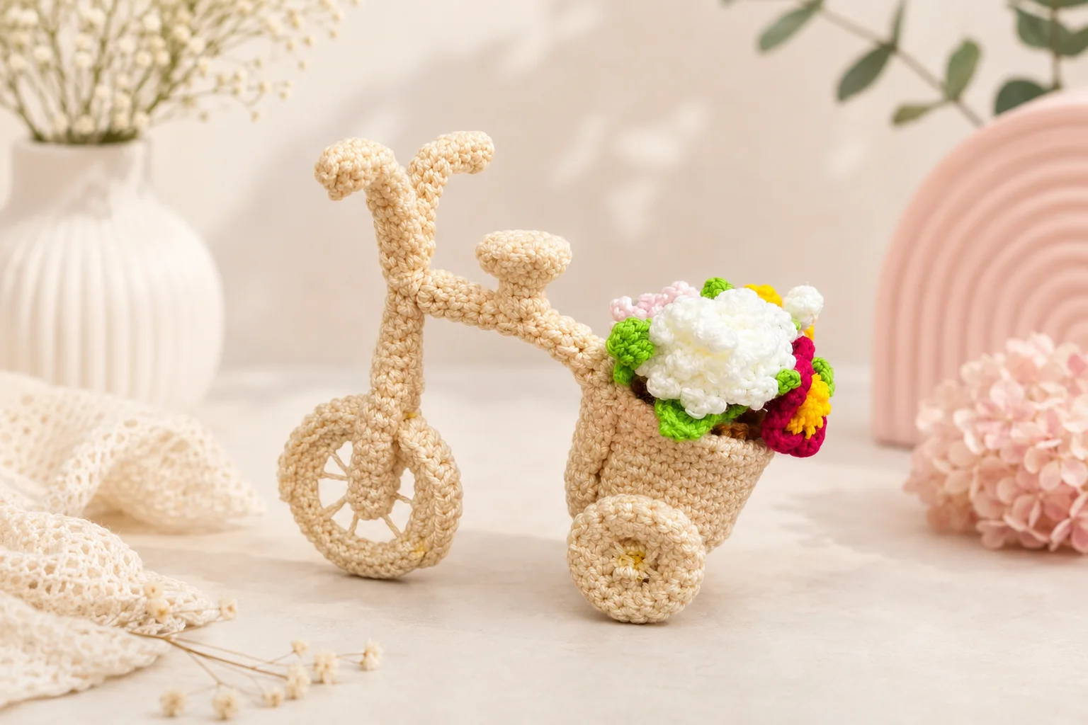 Crochet Tricycle Flowers Decor 2