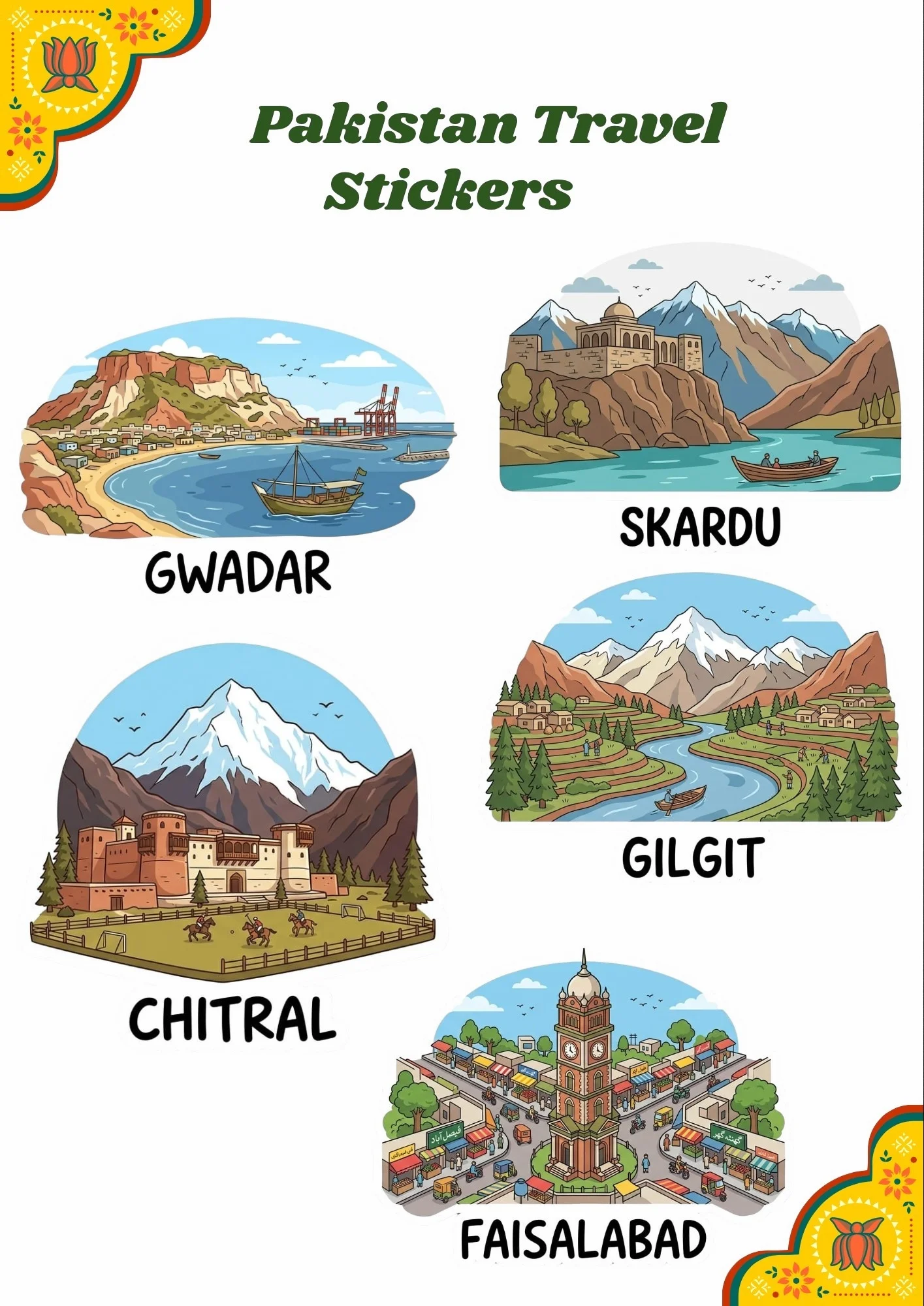 Pakistan Travel Stickers Bundle
