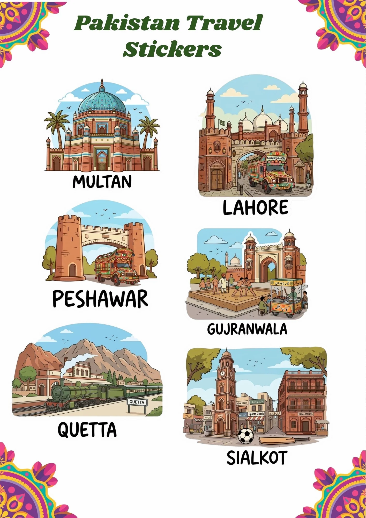 Pakistan Travel Stickers Bundle 3
