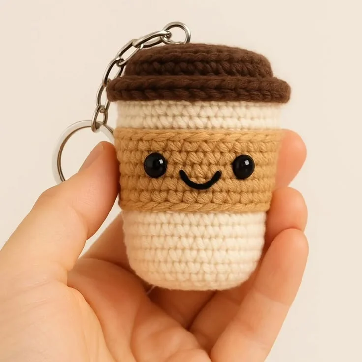 Crochet Coffee Keychain 2